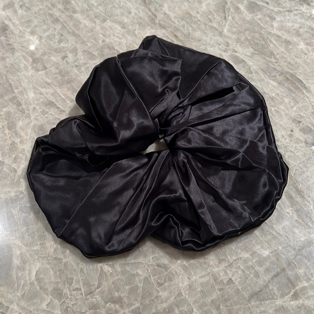 Large Satin Black Hair Tie